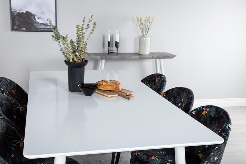Ypas Spisegruppe 180 cm inkl. 6 Sedavi Stoler - Hvit/Blå/Svart - Møbler - Bord - Spisegruppe