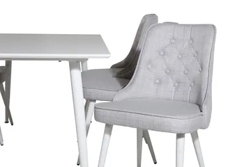 Ypas Spisegruppe 180 cm inkl. 6 Valera Stoler - Hvit/Grå - Møbler - Bord - Spisegruppe
