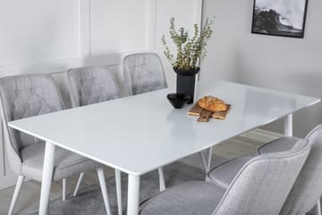 Ypas Spisegruppe 180 cm inkl. 6 Valera Stoler - Hvit/Grå - Møbler - Bord - Spisegruppe