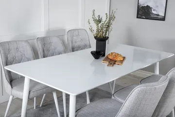 Ypas Spisegruppe 180 cm inkl. 6 Valera Stoler - Hvit/Grå - Møbler - Bord - Spisegruppe