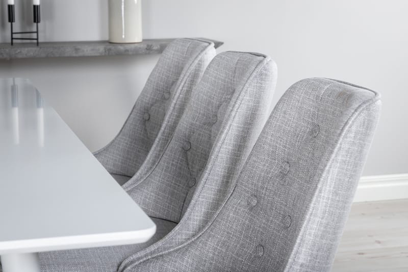 Ypas Spisegruppe 180 cm inkl. 6 Valera Stoler - Hvit/Grå - Møbler - Bord - Spisegruppe