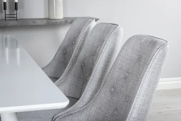 Ypas Spisegruppe 180 cm inkl. 6 Valera Stoler - Hvit/Grå - Møbler - Bord - Spisegruppe