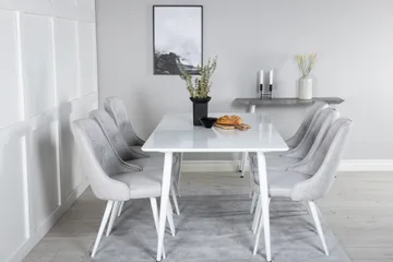 Ypas Spisegruppe 180 cm inkl. 6 Valera Stoler - Hvit/Grå - Møbler - Bord - Spisegruppe