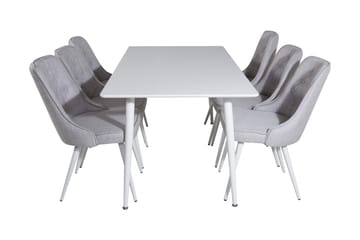 Ypas Spisegruppe 180 cm inkl. 6 Valera Stoler - Hvit/Grå - Møbler - Bord - Spisegruppe