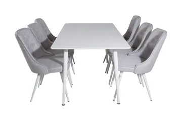 Ypas Spisegruppe 180 cm inkl. 6 Valera Stoler - Hvit/Grå - Møbler - Bord - Spisegruppe