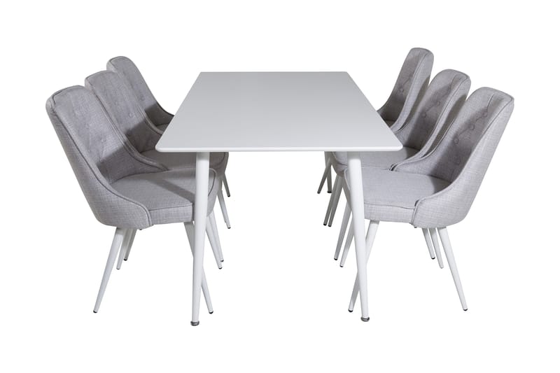 Ypas Spisegruppe 180 cm inkl. 6 Valera Stoler - Hvit/Grå - Møbler - Bord - Spisegruppe