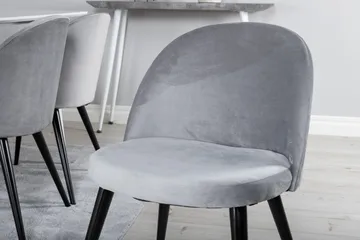 Ypas Spisegruppe 180 cm inkl. 6 Valeri Stoler - Hvit/Fløyel/Lysegrå/Svart - Møbler - Bord - Spisegruppe