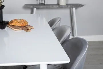 Ypas Spisegruppe 180 cm inkl. 6 Valeri Stoler - Hvit/Fløyel/Lysegrå/Svart - Møbler - Bord - Spisegruppe