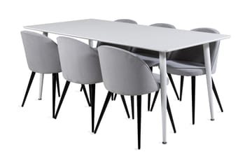 Ypas Spisegruppe 180 cm inkl. 6 Valeri Stoler - Hvit/Grå - Møbler - Bord - Spisegruppe