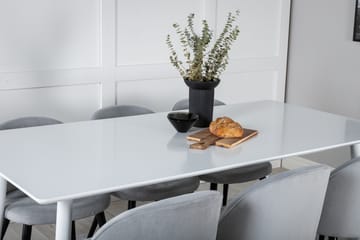 Ypas Spisegruppe 180 cm inkl. 6 Valeri Stoler - Hvit/Grå - Møbler - Bord - Spisegruppe
