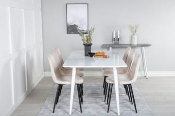 Ypas Spisegruppe 180 cm inkl. 6 Pontus Stoler - Hvit/Svart/Beige - Møbler - Bord - Spisegruppe