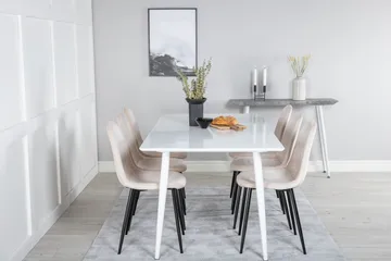 Ypas Spisegruppe 180 cm inkl. 6 Pontus Stoler - Hvit/Svart/Beige - Møbler - Bord - Spisegruppe
