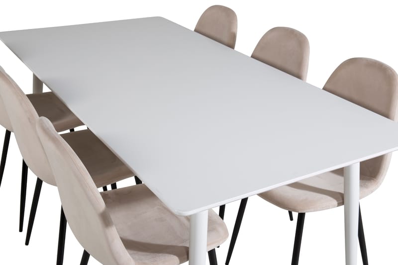 Ypas Spisegruppe 180 cm inkl. 6 Pontus Stoler - Hvit/Svart/Beige - Møbler - Bord - Spisegruppe
