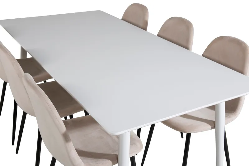 Ypas Spisegruppe 180 cm inkl. 6 Pontus Stoler - Hvit/Svart/Beige - Møbler - Bord - Spisegruppe