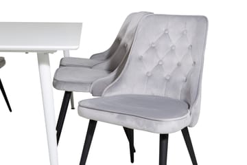 Ypas Spisegruppe 180cm inkl. 6 Valera Lyx Stoler - Fløyel/Hvit/Svart/Grå - Møbler - Bord - Spisegruppe