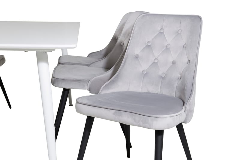 Ypas Spisegruppe 180cm inkl. 6 Valera Lyx Stoler - Fløyel/Hvit/Svart/Grå - Møbler - Bord - Spisegruppe