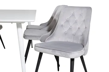 Ypas Spisegruppe 180cm inkl. 6 Valera Lyx Stoler - Fløyel/Hvit/Svart/Grå - Møbler - Bord - Spisegruppe
