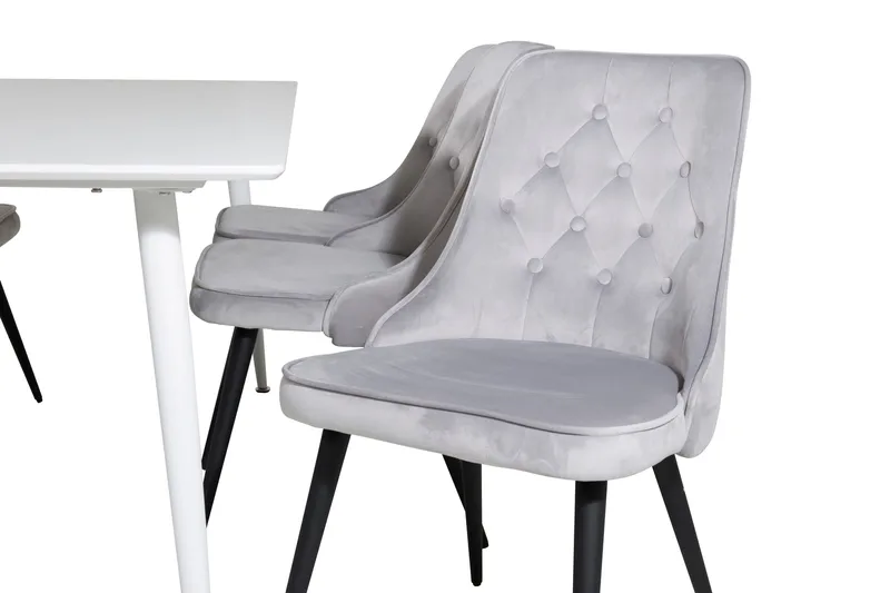 Ypas Spisegruppe 180cm inkl. 6 Valera Lyx Stoler - Fløyel/Hvit/Svart/Grå - Møbler - Bord - Spisegruppe