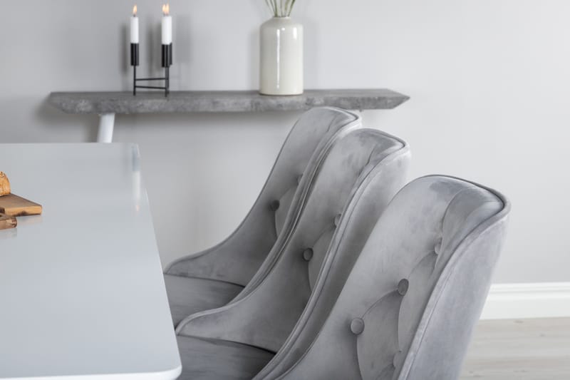 Ypas Spisegruppe 180cm inkl. 6 Valera Lyx Stoler - Fløyel/Hvit/Svart/Grå - Møbler - Bord - Spisegruppe