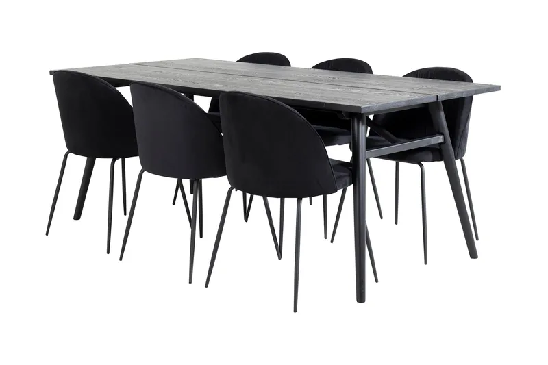Zenazmi Forlengningsbar Spisegruppe 195 cm inkl. 6 Foyos Sto, Svart