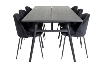 Zenazmi Forlengningsbar Spisegruppe 195 cm inkl. 6 Foyos Sto - Svart - Møbler - Bord - Spisegruppe