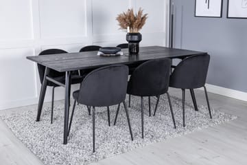 Zenazmi Forlengningsbar Spisegruppe 195 cm inkl. 6 Foyos Sto - Svart - Møbler - Bord - Spisegruppe