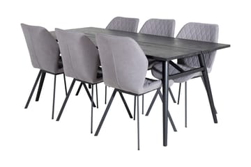 Zenazmi Forlengningsbar Spisegruppe 195 cm inkl. 6 Sumoas St - Svart/Grå - Møbler - Bord - Spisegruppe