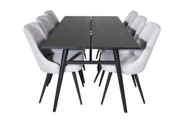 Zenazmi Forlengningsbar Spisegruppe 195 cm inkl. 6 Valera St - Svart/Grå - Møbler - Bord - Spisegruppe