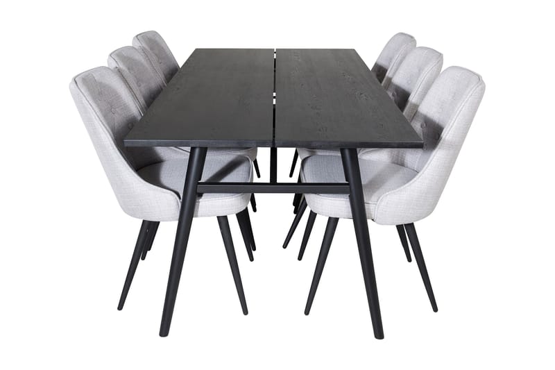 Zenazmi Forlengningsbar Spisegruppe 195 cm inkl. 6 Valera St - Svart/Grå - Møbler - Bord - Spisegruppe