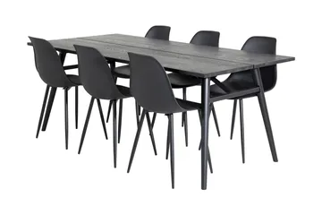 Zenazmi Forlengningsbar Spisegruppe 195 cm inkl. 6 Ypas Stol - Svart - Møbler - Bord - Spisegruppe