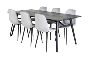 Zenazmi Forlengningsbar Spisegruppe 195 cm inkl. 6 Ypas Stol - Svart/Grå - Møbler - Bord - Spisegruppe