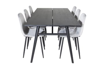 Zenazmi Forlengningsbar Spisegruppe 195 cm inkl. 6 Ypas Stol - Svart/Grå - Møbler - Bord - Spisegruppe