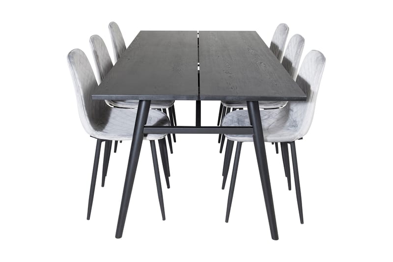 Zenazmi Forlengningsbar Spisegruppe 195 cm inkl. 6 Ypas Stol - Svart/Grå - Møbler - Bord - Spisegruppe