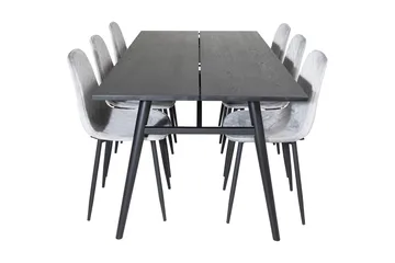 Zenazmi Forlengningsbar Spisegruppe 195 cm inkl. 6 Ypas Stol - Svart/Grå - Møbler - Bord - Spisegruppe