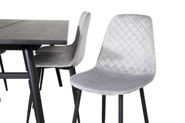 Zenazmi Forlengningsbar Spisegruppe 195 cm inkl. 6 Ypas Stol - Svart/Grå - Møbler - Bord - Spisegruppe