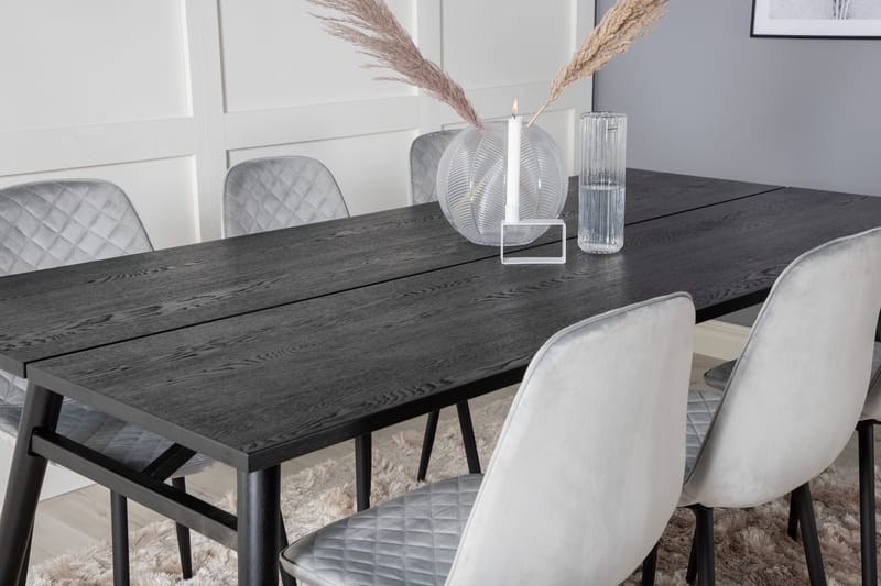 Zenazmi Forlengningsbar Spisegruppe 195 cm inkl. 6 Ypas Stol - Svart/Grå - Møbler - Bord - Spisegruppe