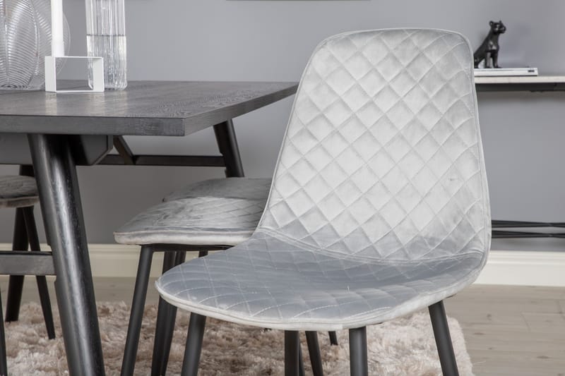 Zenazmi Forlengningsbar Spisegruppe 195 cm inkl. 6 Ypas Stol - Svart/Grå - Møbler - Bord - Spisegruppe