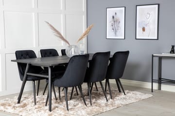 Zenazmi Spisegruppe 195 cm inkl. 6 Valera Lyx Fløyelsstoler - Svart - Møbler - Bord - Spisegruppe