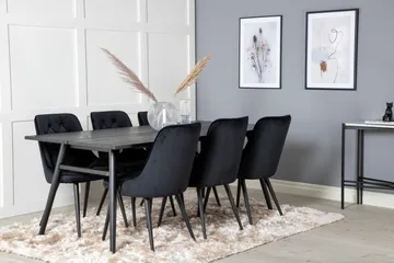Zenazmi Spisegruppe 195 cm inkl. 6 Valera Lyx Fløyelsstoler - Svart - Møbler - Bord - Spisegruppe