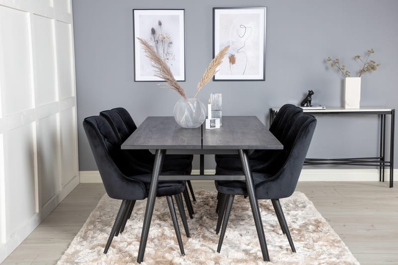 Zenazmi Spisegruppe 195 cm inkl. 6 Valera Lyx Fløyelsstoler - Svart - Møbler - Bord - Spisegruppe