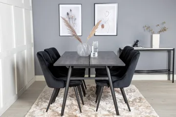 Zenazmi Spisegruppe 195 cm inkl. 6 Valera Lyx Fløyelsstoler - Svart - Møbler - Bord - Spisegruppe