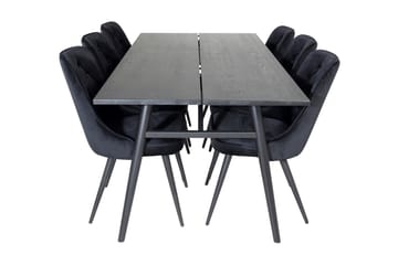 Zenazmi Spisegruppe 195 cm inkl. 6 Valera Lyx Fløyelsstoler - Svart - Møbler - Bord - Spisegruppe