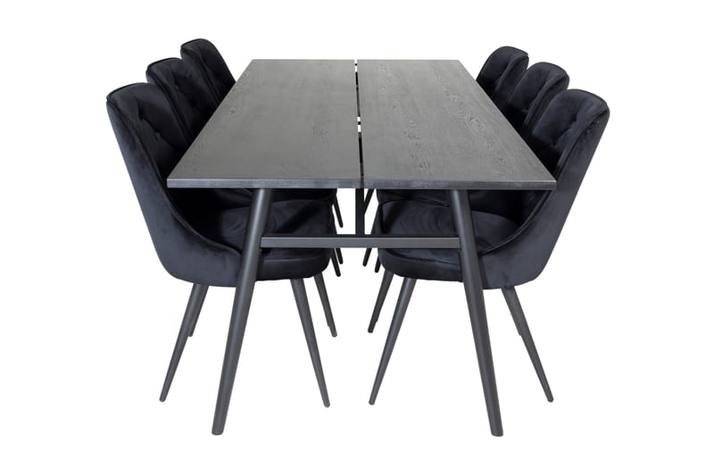 Zenazmi Spisegruppe 195 cm inkl. 6 Valera Lyx Fløyelsstoler - Svart - Møbler - Bord - Spisegruppe