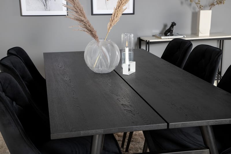 Zenazmi Spisegruppe 195 cm inkl. 6 Valera Lyx Fløyelsstoler - Svart - Møbler - Bord - Spisegruppe