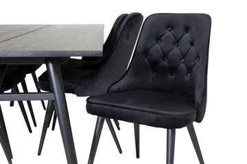 Zenazmi Spisegruppe 195 cm inkl. 6 Valera Lyx Fløyelsstoler - Svart - Møbler - Bord - Spisegruppe