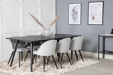 Zenazmi Spisegruppe 195 cm inkl. 6 Valeri Cordfløyelstoler - Svart/Grå - Møbler - Bord - Spisegruppe