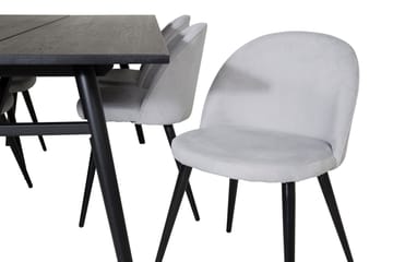 Zenazmi Spisegruppe 195 cm inkl. 6 Valeri Cordfløyelstoler - Svart/Grå - Møbler - Bord - Spisegruppe