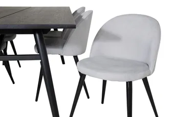 Zenazmi Spisegruppe 195 cm inkl. 6 Valeri Cordfløyelstoler - Svart/Grå - Møbler - Bord - Spisegruppe