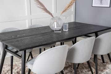 Zenazmi Spisegruppe 195 cm inkl. 6 Valeri Cordfløyelstoler - Svart/Grå - Møbler - Bord - Spisegruppe