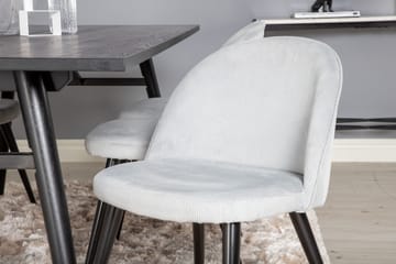 Zenazmi Spisegruppe 195 cm inkl. 6 Valeri Cordfløyelstoler - Svart/Grå - Møbler - Bord - Spisegruppe
